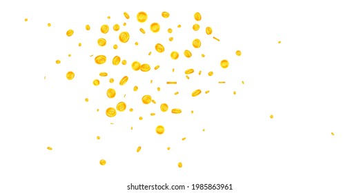 Thai baht coins falling. Glamorous scattered THB coins. Thailand money. Worthy jackpot, wealth or success concept. Vector illustration.