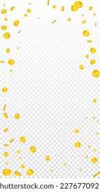 Thai baht coins falling. Gold scattered THB coins. Thailand money. Great business success concept. Vector illustration.