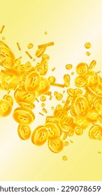 Thai baht coins falling. Gold scattered THB coins. Thailand money. Great business success concept. Vector illustration.