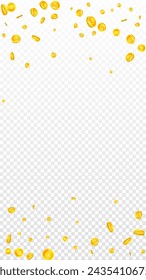 Thai baht coins falling. Gold scattered THB coins. Thailand money. Great business success concept. Vector illustration.