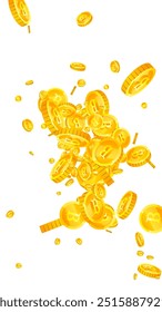 Thai baht coins falling. Gold scattered THB coins. Thailand money. Great business success concept. Vector illustration.