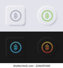 Thai baht currency symbol coin button icon set, Multicolor neumorphism button soft UI Design for Web design, Application UI and more, Button, Vector.