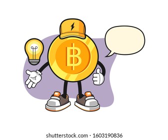 Thai baht electrician with speech bubble cartoon. Mascot Character vector.