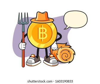 Thai baht farmer with speech bubble cartoon. Mascot Character vector.