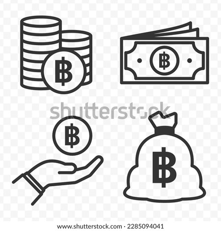 Thai baht icons set money icon vector image on transparent background (PNG).