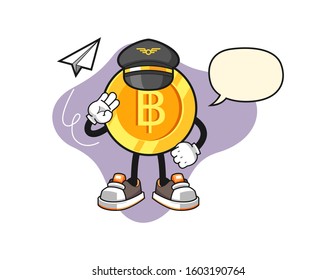 Thai baht pilot with speech bubble cartoon. Mascot Character vector.