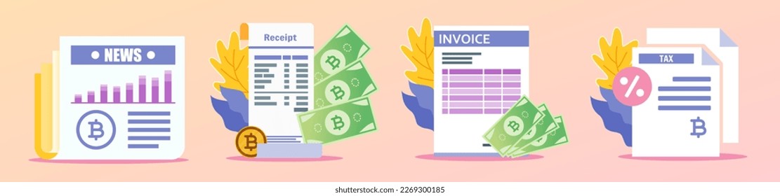 Thai Baht Receipt and Documents Illustration