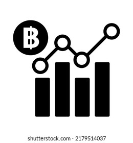 Aumento del valor del baht tailandés. Gráfico monetario y gráfico de barras de Tailandia. Vector.