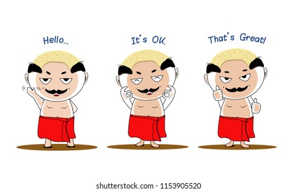 Thai baldy cartoon collection : hand sign for communication