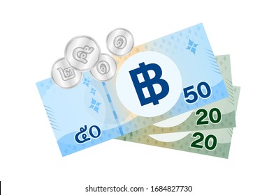 thai banknote money 99 baht isolated on white, thai currency ninety nine THB concept, money thailand baht for flat icon style, illustration paper money with B symbol graphic, vector