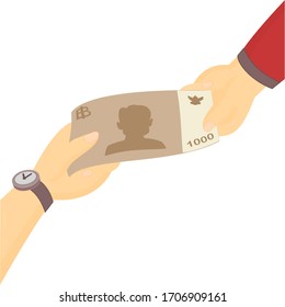 Thai Bath on Hand Vector