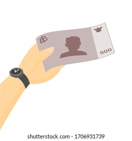 Thai Bath on Hand Vector