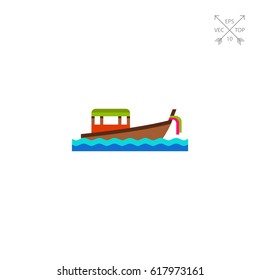 Thai boat floating on waves icon