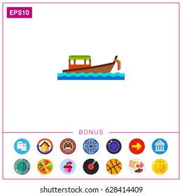 Thai boat floating on waves icon