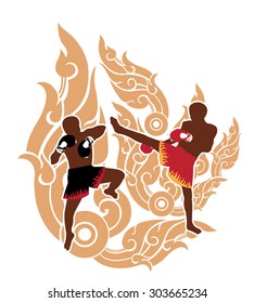 Thai boxer with thai art background