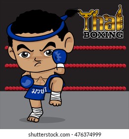 Thai boxing cartoon vector 