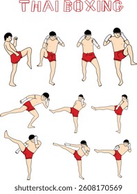 Thai boxing collection illustration vector 