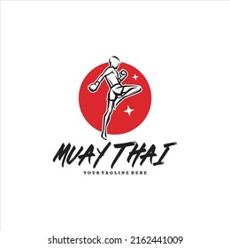 Thai Boxing Combative Logo Design Vector Image