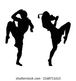 Thai Boxing fight traditional dance before fight, Vector illustration