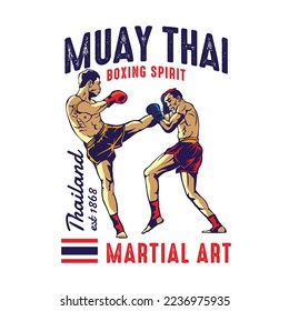 Thai boxing martial art vector illustration, perfect for t shirt design and martial art training club logo design