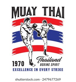 Thai Boxing martial art vector illustration, perfect for t shirt design
