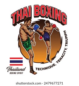 Thai Boxing martial art vector illustration, perfect for t shirt design