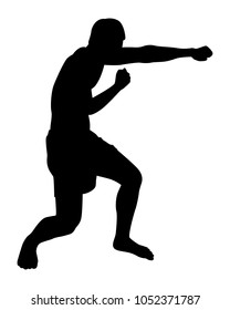 Thai boxing silhouette vector