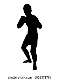 Thai boxing silhouette vector
