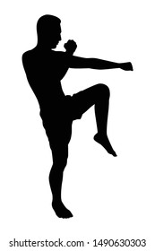 Thai Boxing Silhouette Vector On White Stock Vector (Royalty Free ...