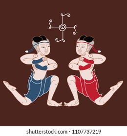 Thai Boxing Sport with Hand Drawn Illustration (Vector)