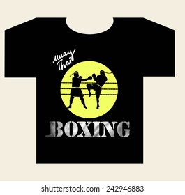 Thai boxing t-shirt logo. Thai boxing fighting.