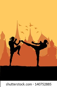 Thai boxing, vector