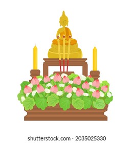 Thai Buddha Bild und Blume.