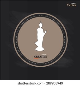 Thai Buddha.buddha icon on chalkboard.vector illustration.