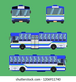 thai bus blue sky yellow white transport car vehicle driver fare passenger autobus omnibus coach rail bench chair stool armchair seat mattress bolster hassock pad vector illustration eps10