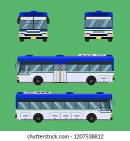 thai bus blue white green transport car vehicle driver fare passenger autobus omnibus coach rail bench chair stool armchair seat mattress bolster hassock pad vector illustration eps10