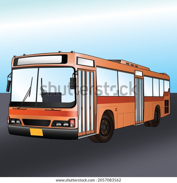 Thai Bus Orange Transport Car Vehicle Stock Vector (Royalty Free ...