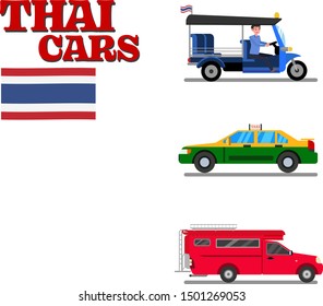 Thai car flat design vector illustration.Thai vehicle sevice.