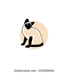 Logo de un gato tailandés. Tienda veterinaria de mascotas en casa Icono de concepto de logotipo