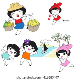 Thai Character Expressions illustration