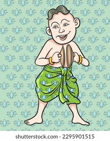 Thai children, Thai cartoons, Thai musical play. pop art retro hand drawn style vector design illustration.