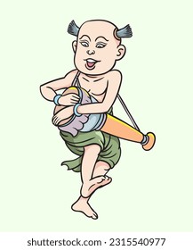 Thai children, Thai cartoons, Thai musical play. pop art retro hand drawn style vector design illustration.