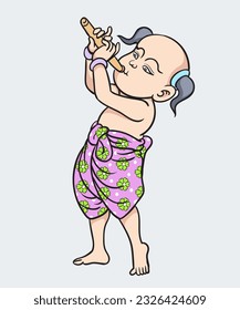 Thai children, Thai cartoons, Thai musical play. pop art retro hand drawn style vector design illustration.