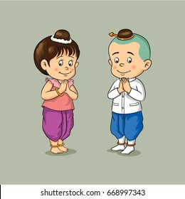 Thai children say hello