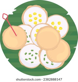 Thai Coconut Pancake on Banana Leaf