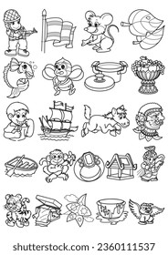 Thai consonant icons set vector