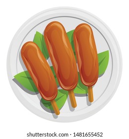 Thai cooking plate icon. Cartoon of thai cooking plate vector icon for web design isolated on white background
