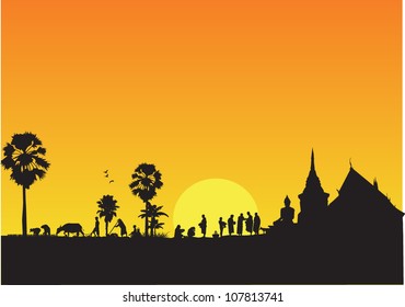 thai countryside vector