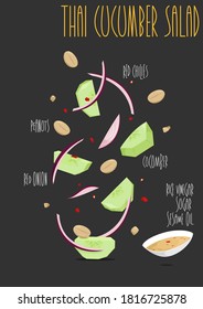 Thai cucumber salad. Vector illustration