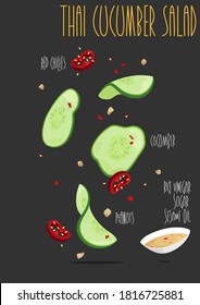 Thai cucumber salad. Vector illustration